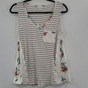 3 For$20 Charming Charlie Stripped Floral Sleeveless Top size Small